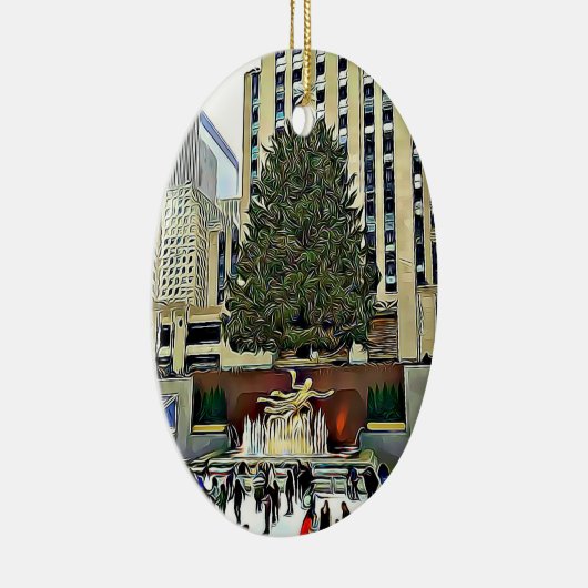 ロックフェラーの中心のクリスマスツリーのオーナメント セラミックオーナメント (右)