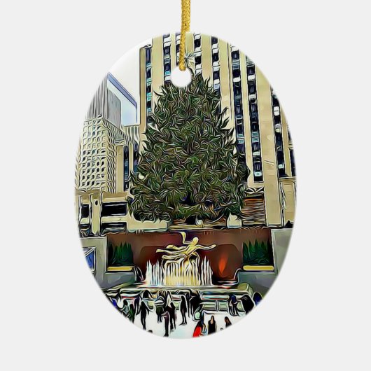 ロックフェラーの中心のクリスマスツリーのオーナメント セラミックオーナメント (正面)
