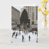 ロックフェラークリスマスツリースケートで滑るリンクリムニューヨーク カード (黄色い花)