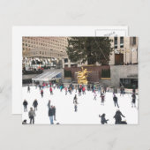 ロックフェラーセンターアイススケートで滑るリンクリスクリスマスニューヨーク シーズンポストカード (正面/裏面)