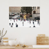 ロックフェラーセンターアイススケートで滑るリンクNYC写真 ポスター (キッチン)