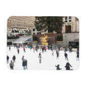 ロックフェラーセンターアイススケートで滑るリンクNYC写真 マグネット (横)