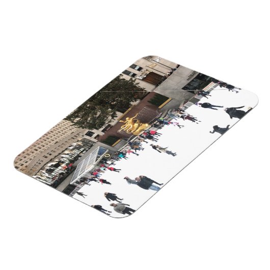 ロックフェラーセンターアイススケートで滑るリンクNYC写真 マグネット (左側)