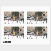 ロックフェラーセンターアイススケートで滑るリンクNYC写真 長方形シール (シート)