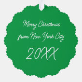 ロックフェラーセンタードラマー男の子クリスマスニューヨーク オーナメントカード (裏面)