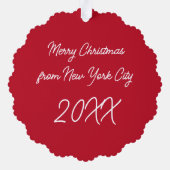 ロックフェラーセンターニューヨークNYレッドクリスマスボール オーナメントカード (裏面)