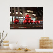 ロックフェラーセンターニューヨークNYレッドクリスマスボール ポスター (キッチン)