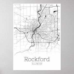 ロックフォードの地図-イリノイ-都市地図ポスター ポスター