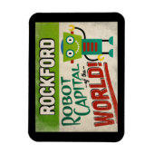 ロックフォードイリノイ州ロボット – おもしろいヴィンテージ マグネット (縦)