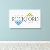 ロックフォード国旗（イリノイ州） キャンバスプリント (インサイチュ (ウッドフロア))