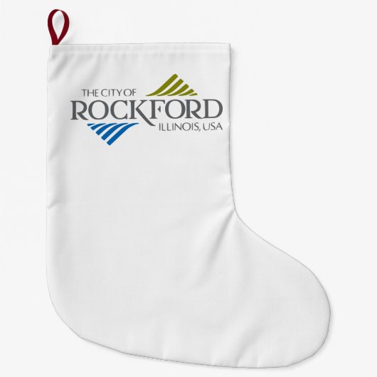 ロックフォード国旗（イリノイ州） ラージクリスマスストッキング (正面)