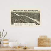 ロックフォードILパノラママップ – 1891 ポスター (キッチン)