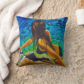 ロックプールにクッションの女性を投げる クッション (ブランケット)