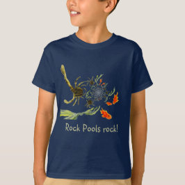 ロックプールのカニ 魚 海辺の楽しみ Tシャツ