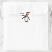 ロックホッパーペンギンクリスマスアート ラウンドシール (バッグ)