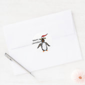 ロックホッパーペンギンクリスマスアート ラウンドシール (封筒)