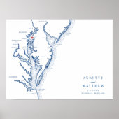 ロックホールMD結婚のマップエレガントゲストブックポスター ポスター (正面)