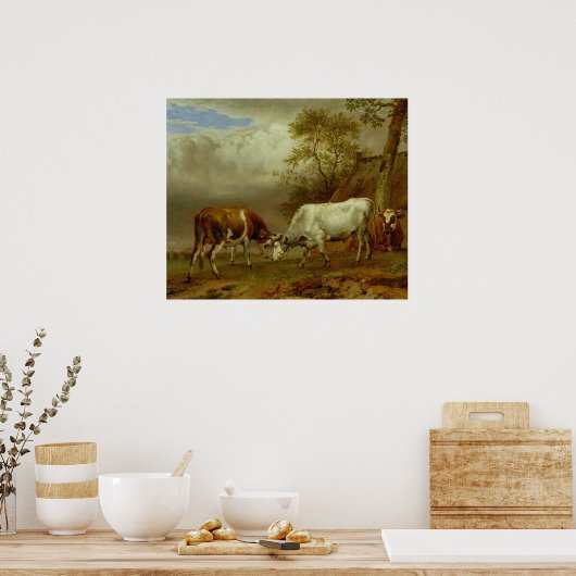 ロックホーン付き2頭， 1653 ポスター (キッチン)