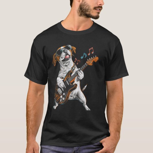 ロックポイン遊タードッグのギタおもしろいーポイント Tシャツ (正面)