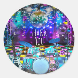 ロックポップ・アートのスターダンスパーティー誕生日ミュージカルの好意 ラウンドシール