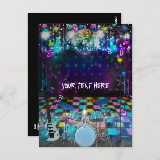 ロックポップ・アートのスター誕生日ダンスパーティーありがとう ポストカード (正面/裏面)