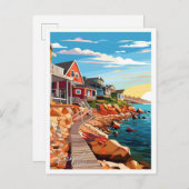 ロックポートテキサス州トラベルヴィンテージイラストレーション ポストカード (正面/裏面)