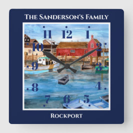 ロックポートハーバーマサチューセッツニューイング絵画ランドズ スクエア壁時計