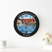 ロックポートハーバーマサチューセッツニューイング絵画ランドズ ラージ壁時計 (ホーム)