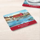 ロックポートハーバーマサチューセッツ新イングランドUSA スクエアペーパーコースター (アングル)