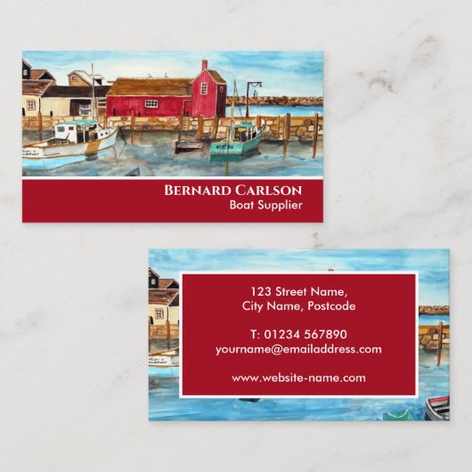 ロックポートハーバーマサチューセッツ新イングランドUSA 名刺 (正面/裏面)