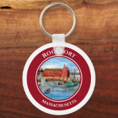 ロックポートハーバーマサチューセッツ絵画ニューイングランド キーホルダー (正面)