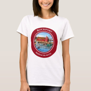 ロックポートハーバーマサチューセッツ絵画ニューイングランド Tシャツ