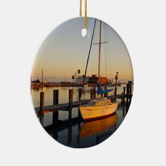 ロックポート、テキサス州港の日没 セラミックオーナメント (右)
