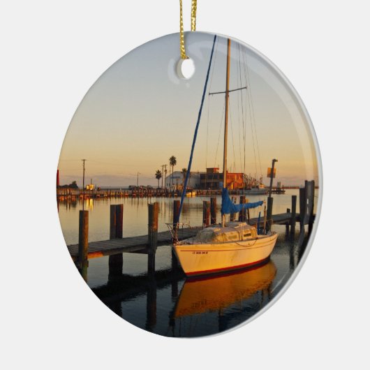 ロックポート、テキサス州港の日没 セラミックオーナメント (左)