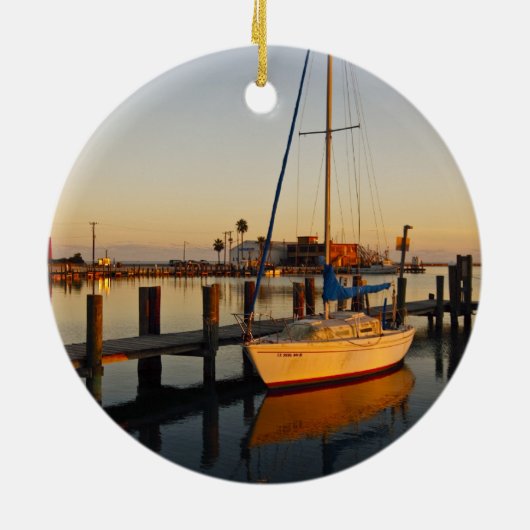 ロックポート、テキサス州港の日没 セラミックオーナメント (裏面)
