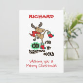 ロックマイクリスマスソックスカスタムのクリスマスカード サンキューカード (スタンド正面)