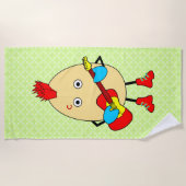 ロックミュージシャンエグヘッド ビーチタオル (正面)