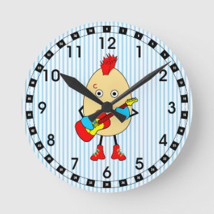ロックミュージシャンエグヘッド ラウンド壁時計