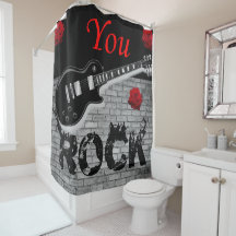 ロックミュージックギターブラックショーカーテン