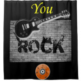 ロックミュージックギターブラックショーカーテン シャワーカーテン (正面)