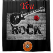 ロックミュージックギターブラックショーカーテン シャワーカーテン (正面)