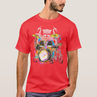 ロックミュージックタコ・ドラマー Tシャツ