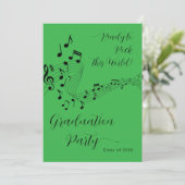 ロックミュージックブラック&グリーンフォト卒業パーティー 招待状 (スタンド正面)