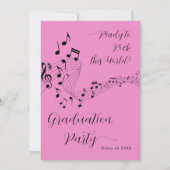 ロックミュージックブラック&ピンクフォト卒業パーティー 招待状 (正面)