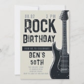 ロックミュージックミュージシャンギターアダルトブラック誕生日 招待状 (正面)