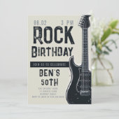ロックミュージックミュージシャンギターアダルトブラック誕生日 招待状 (スタンド正面)