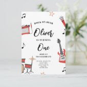 ロックミュージック誕生日招待状ギターとドラム 招待状 (スタンド正面)