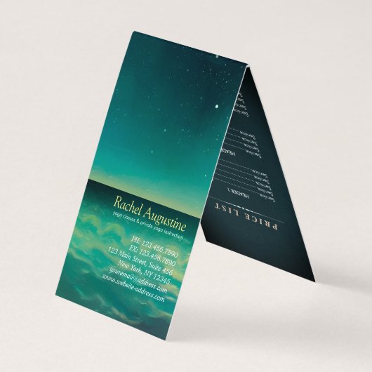 ロックムーンスターのヨガ瞑想ポーズ価格表 名刺 (裏面)