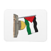 ロックモスクのドーム上のパレスチナ国旗 マグネット (横)