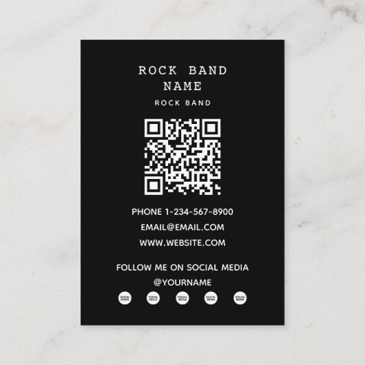 ロックモダンバンドミュージシャン白黒写真 名刺 (裏面)